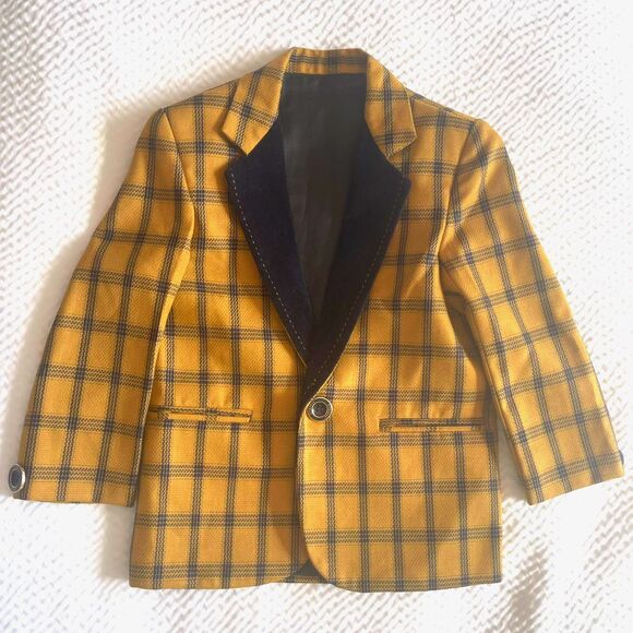 Other - Vintage Kids Boys Plaid Suit Blazer Coat Jacket Size 3